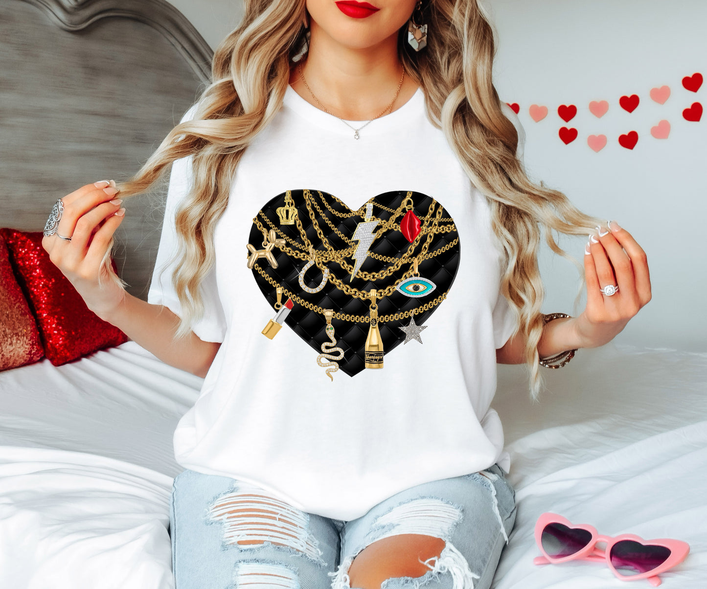 Lucky Charmed Heart Valentines Day T-shirt