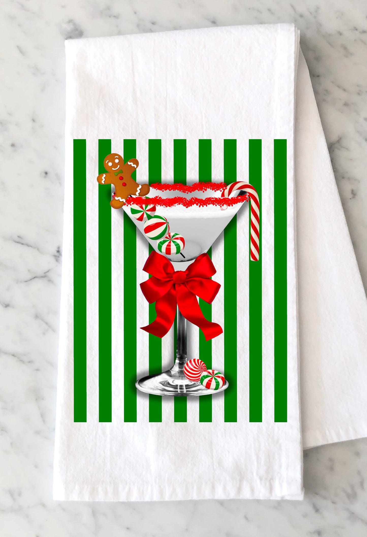 Holly Jolly Tini Tea Towel