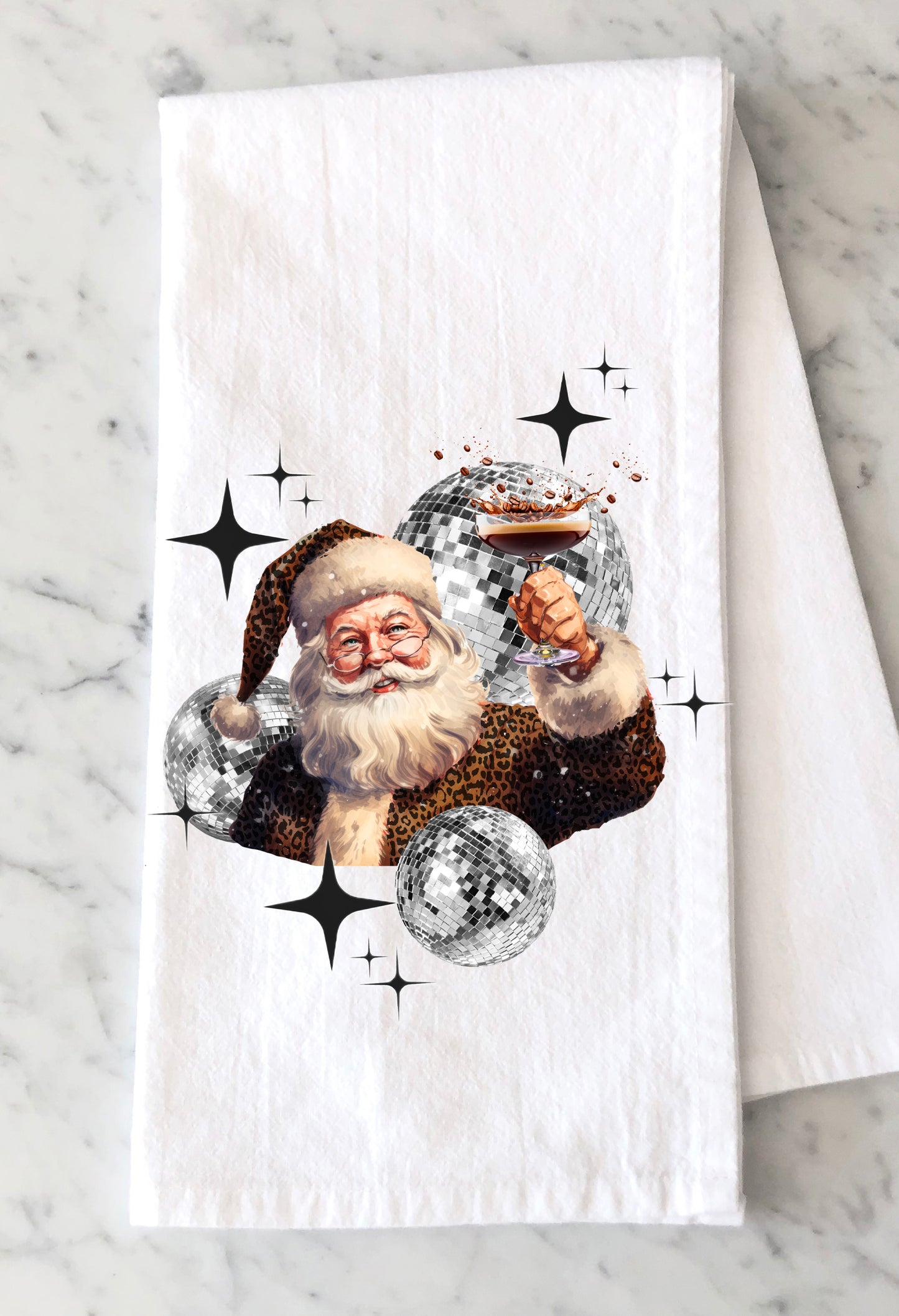 Leopard Santa Tea Towel
