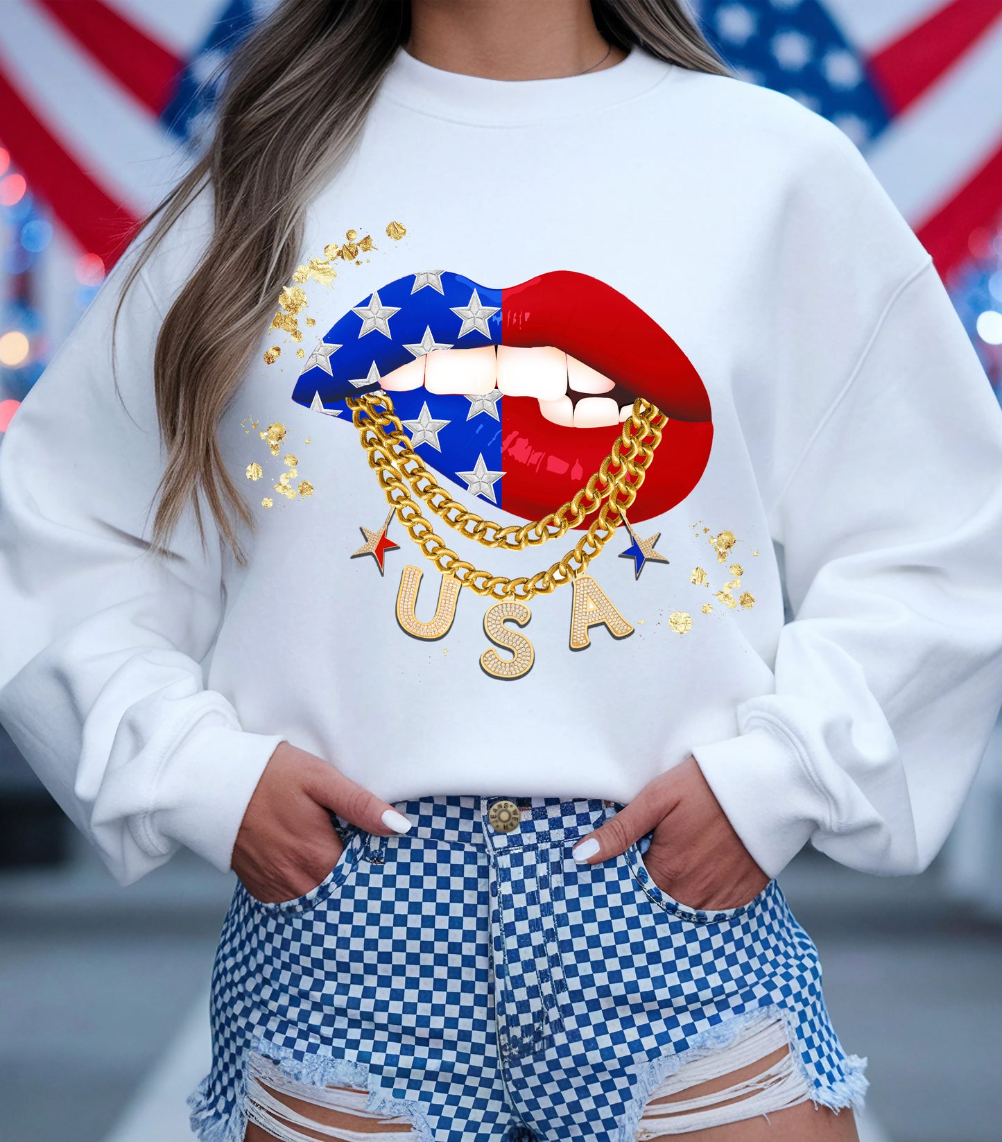 USA Lips Tee Sweatshirt