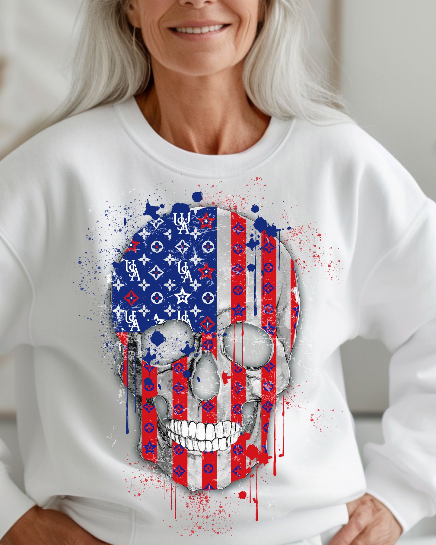 USA Skull Tee Sweatshirt
