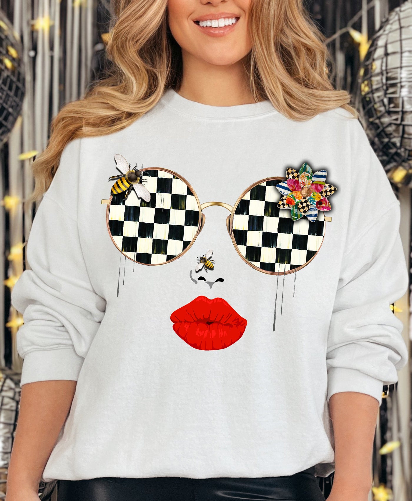 Checkered Glasses Tee Sweatshirt