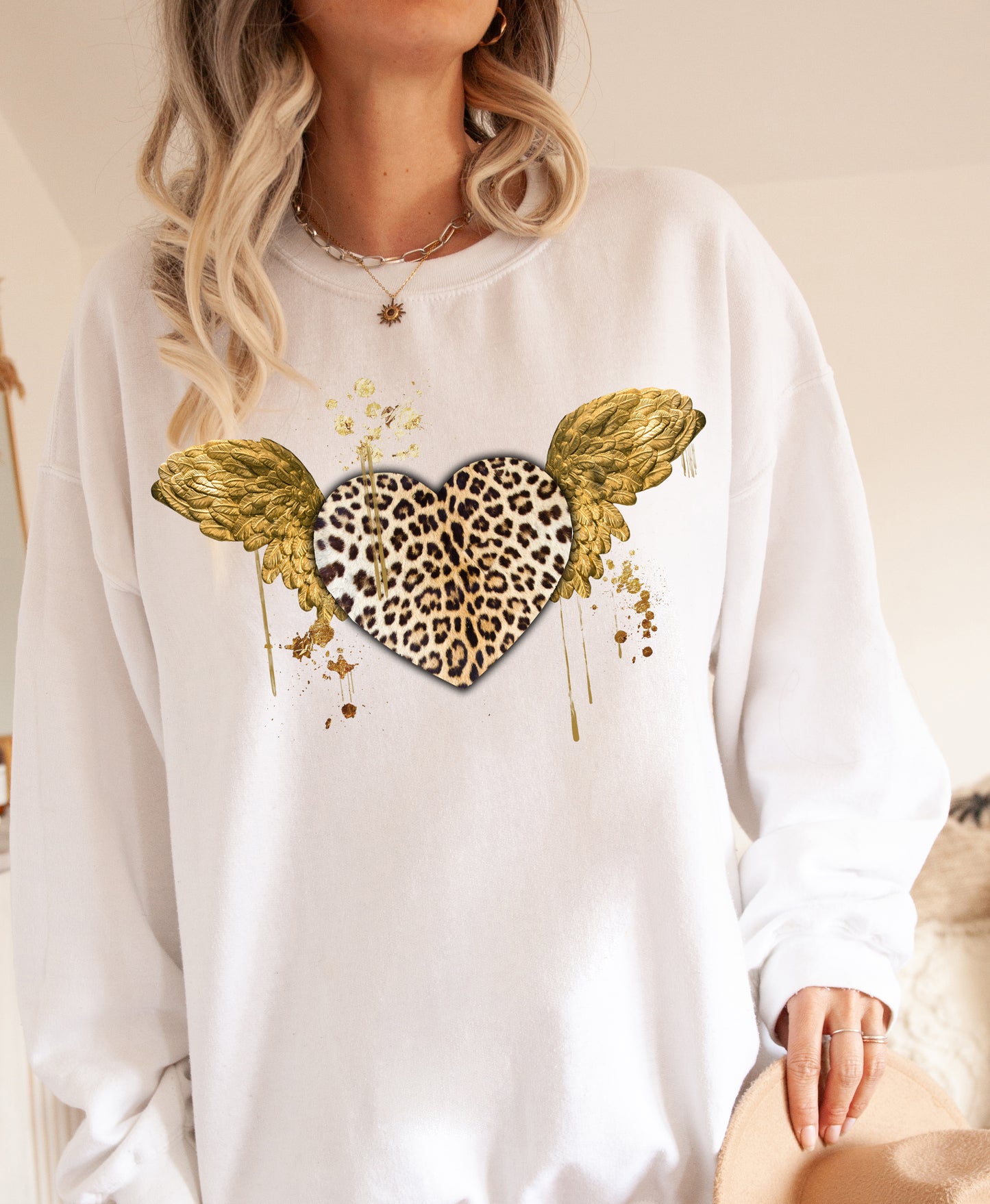 Leopard Heart Tee Sweatshirt