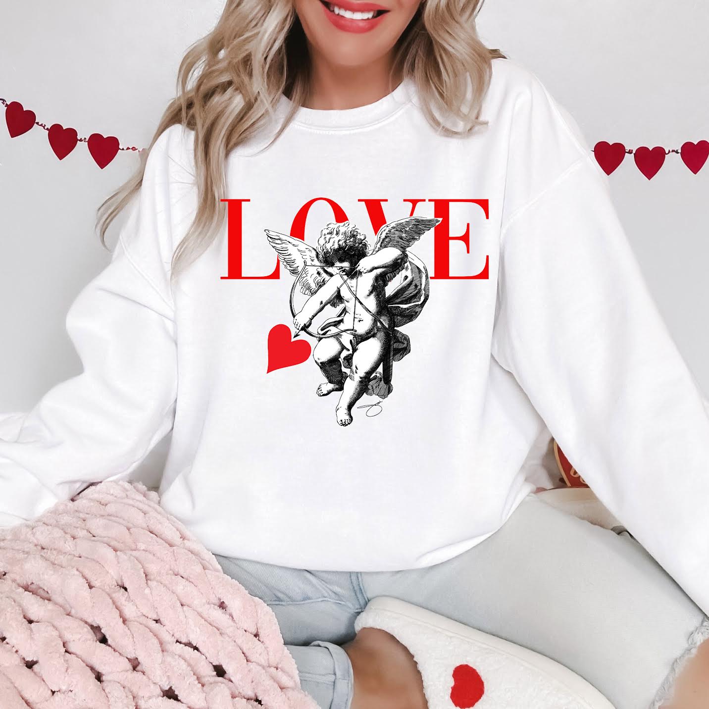 Cupid Love Struck Valentines Day Crewneck Sweatshirt