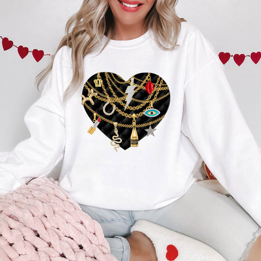 Lucky Charmed Heart Valentines Day Crewneck Sweatshirt