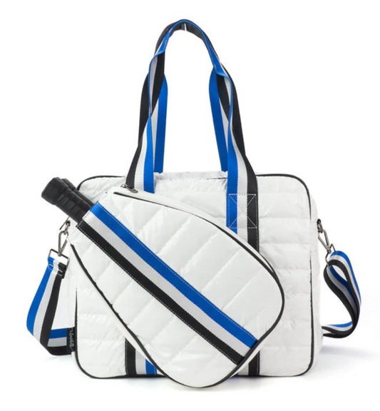 WHITE PUFFER PICKLE BALL BAG & TOTE