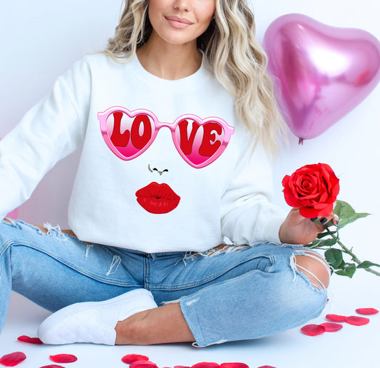 Heart Eyes Valentines Day Crewneck Sweatshirt