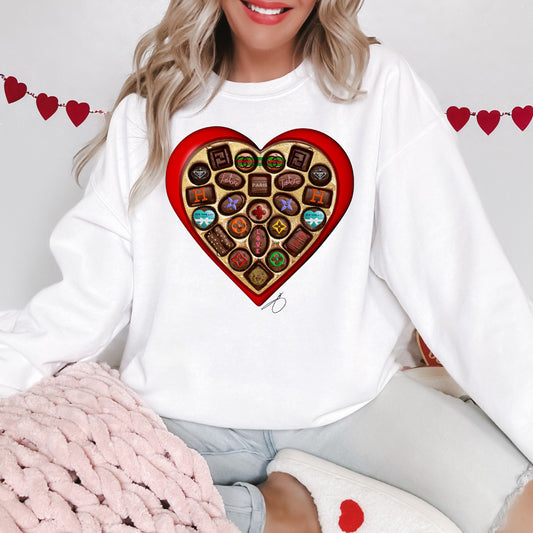 Chocolate Heart Valentines Day Crewneck Sweatshirt