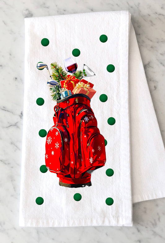 Golf Santa Tea Towel