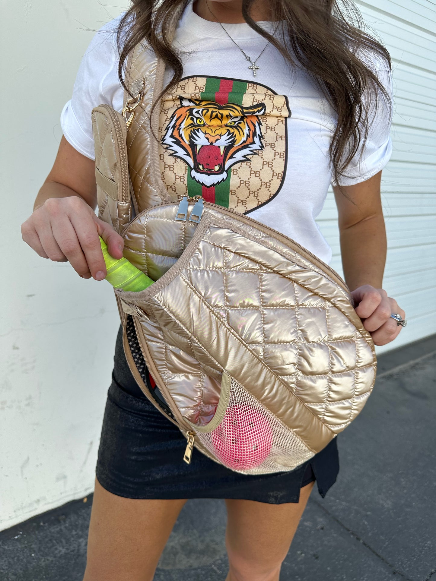 Champagne Quilted Pickleball Bag