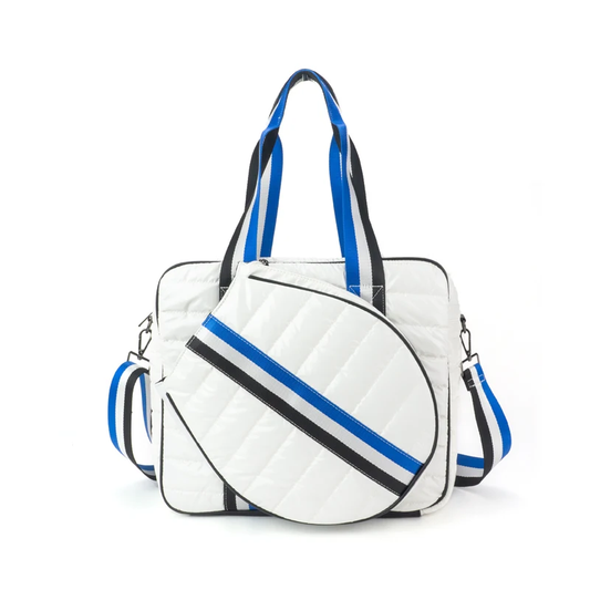 WHITE PUFFER TENNIS BAG & TOTE