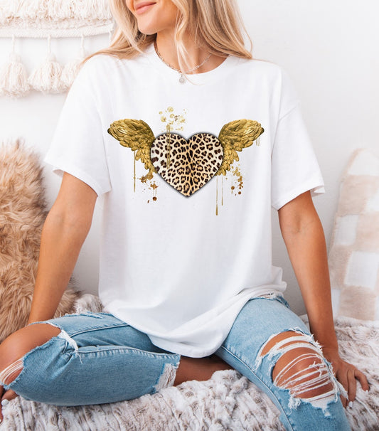 Leopard Heart Valentines Day T-shirt