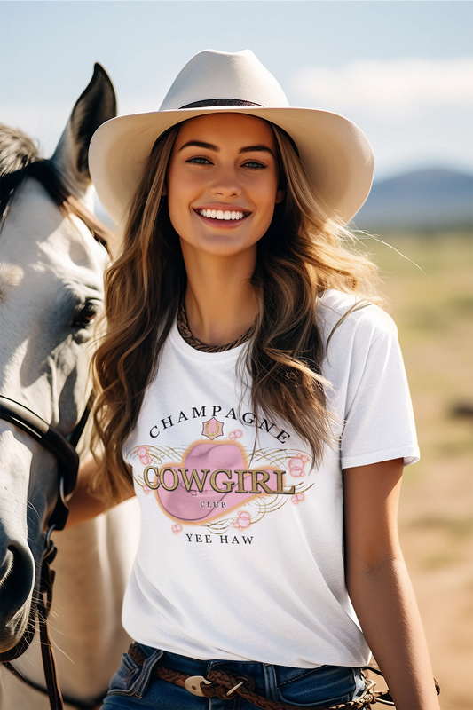 Champagne Cowgirl Western T-shirt